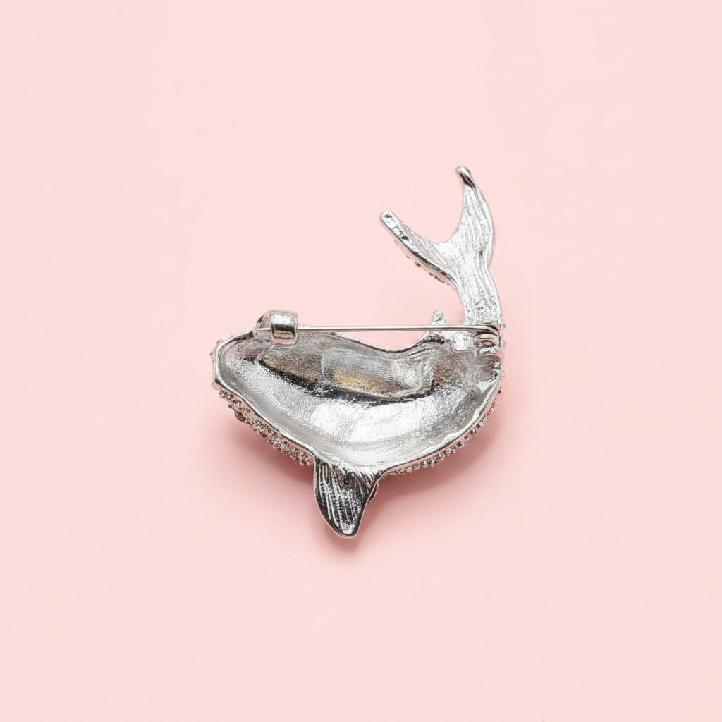 Rhinestone Whale Brooch