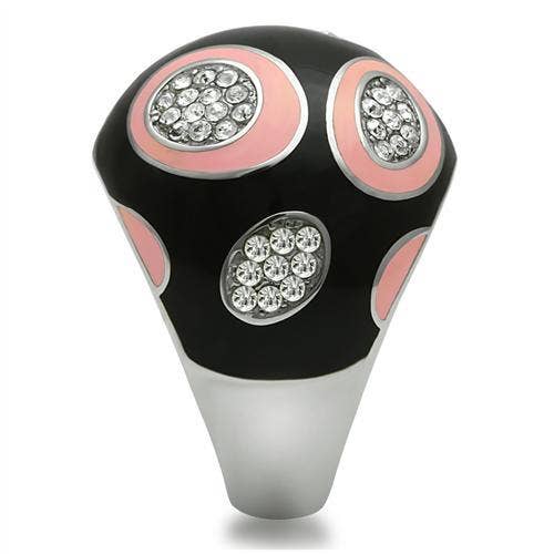 TK263 - High polished (no plating) Stainless Steel Ring with Top Grade Crystal  in Clear: 6