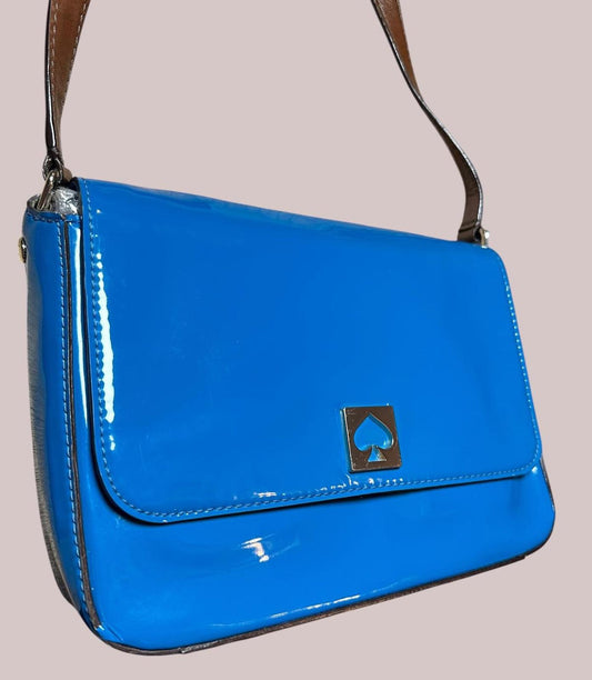 Kate Spade Blue Patent Leather Crossbody Bag EUC