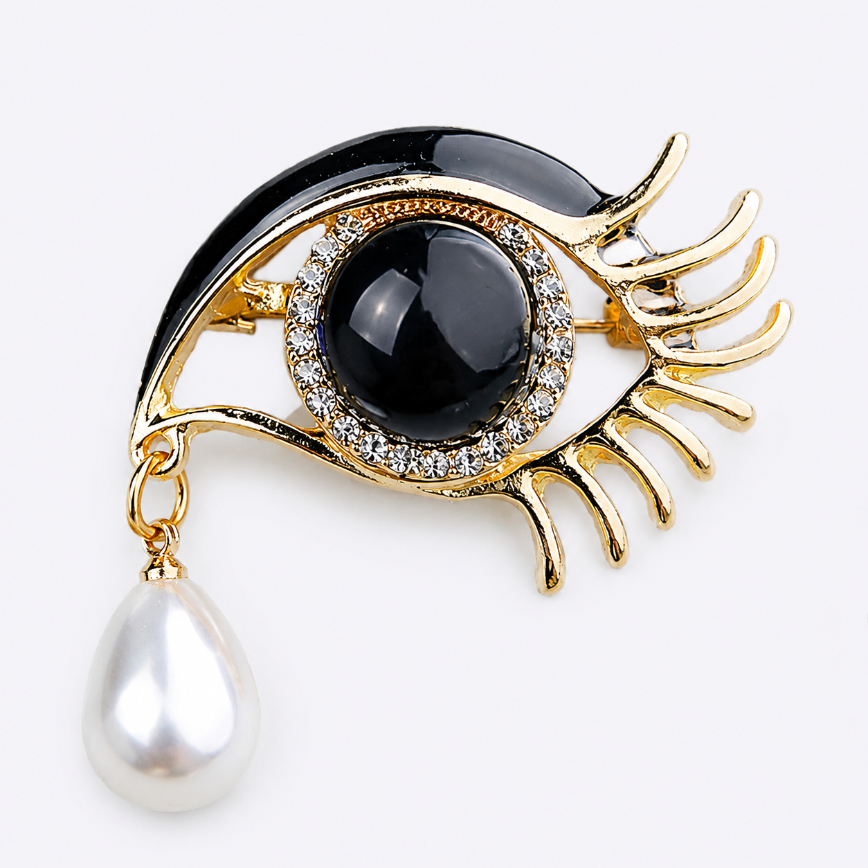 Baroque Style Eye Brooch with Pearl Tassel: A1