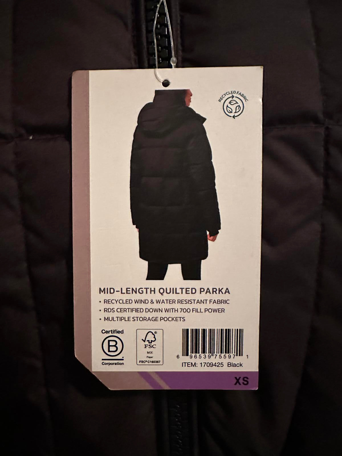 Mondetta Black Women's Long Puffer Coat with Hood Size XS