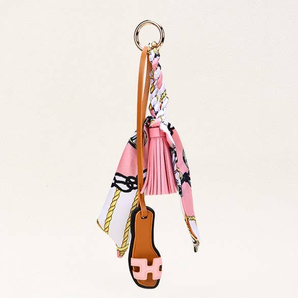 Sandals & Bow Scarf Tassel Bag Charm Keychain: Yellow / M