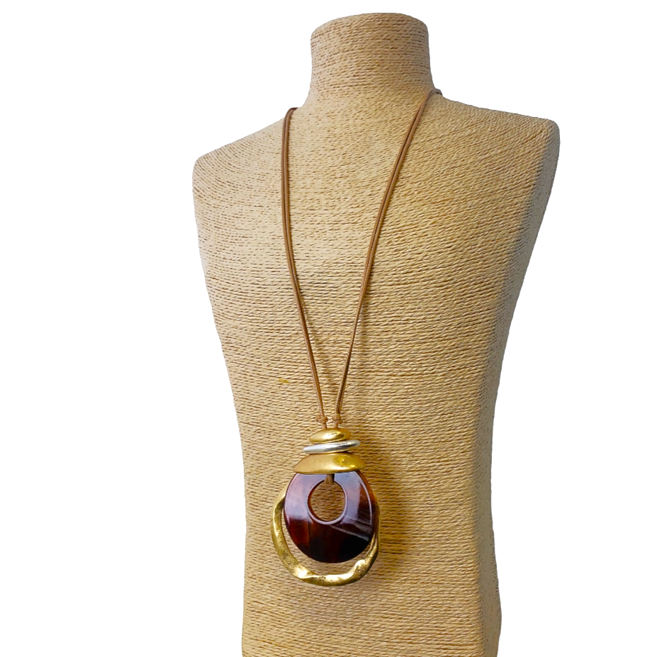 Chunky Boho Western Tortoise Pendant Necklace | Coastal