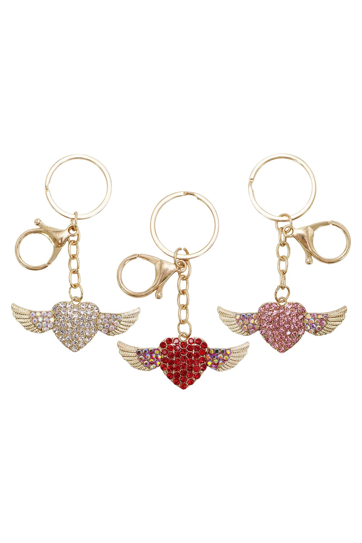 Winged Heart Bling Crystal Rhinestone Key Chain: ASSORTED / ONE SIZE