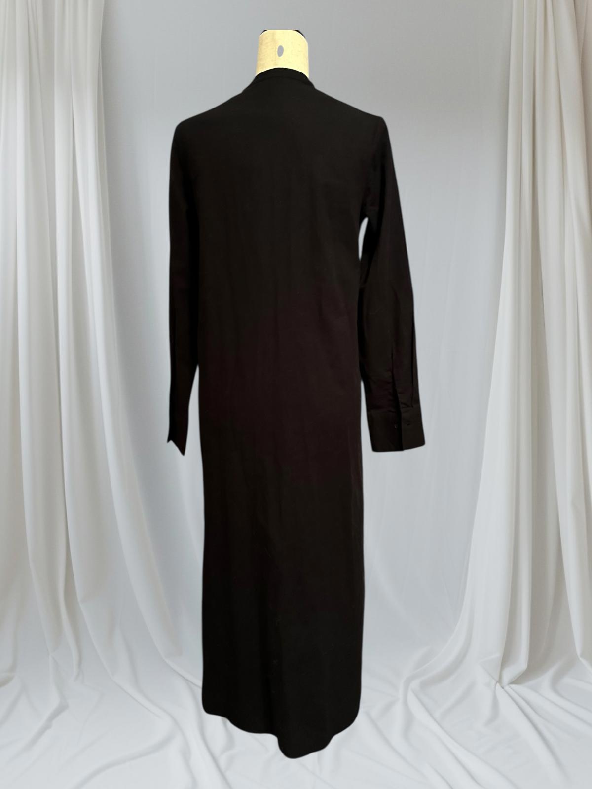 Elegant Black Long Sleeve Button-Down Linen Maxi Dress NWT