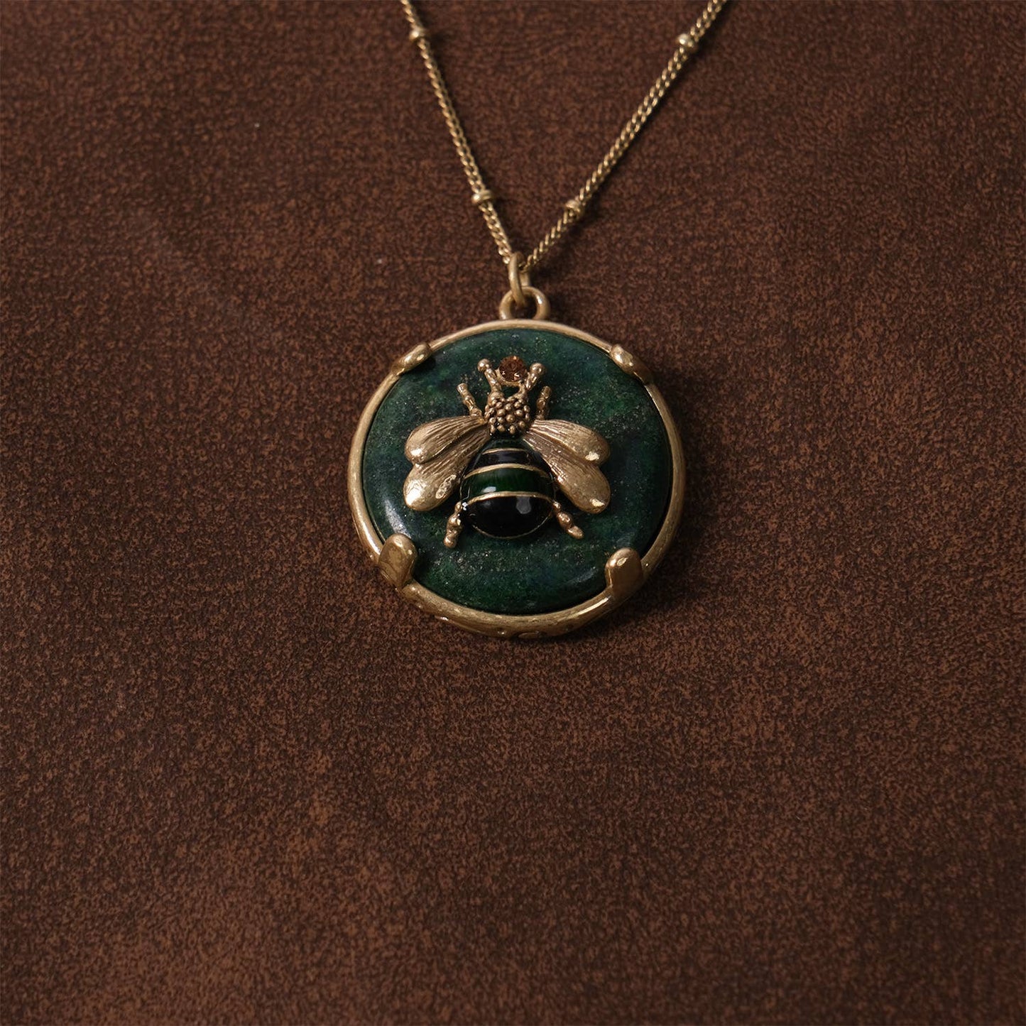 Vintage Elegant Gold Plated Bee Pendant Necklace-18.5 Inch