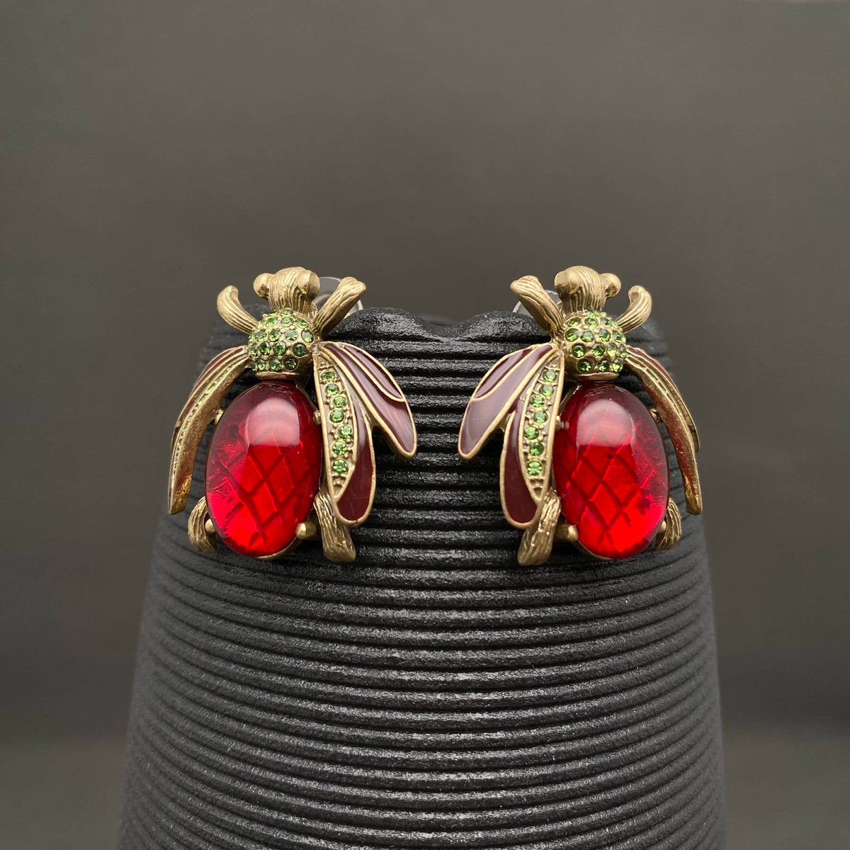 Vintage Style Rhinestone Inlaid Bees Ear Studs