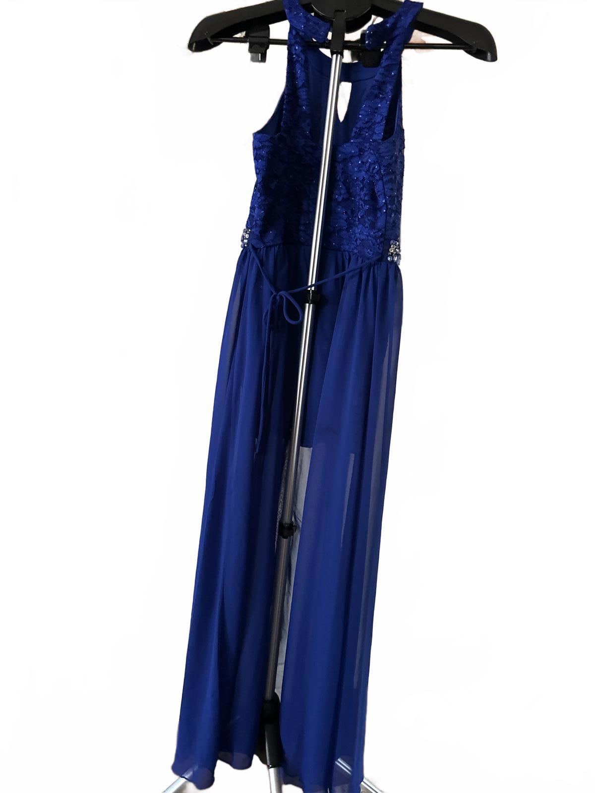 Girls sz 16 - Gorgeous Royal Blue Dress with Sheer Elegance