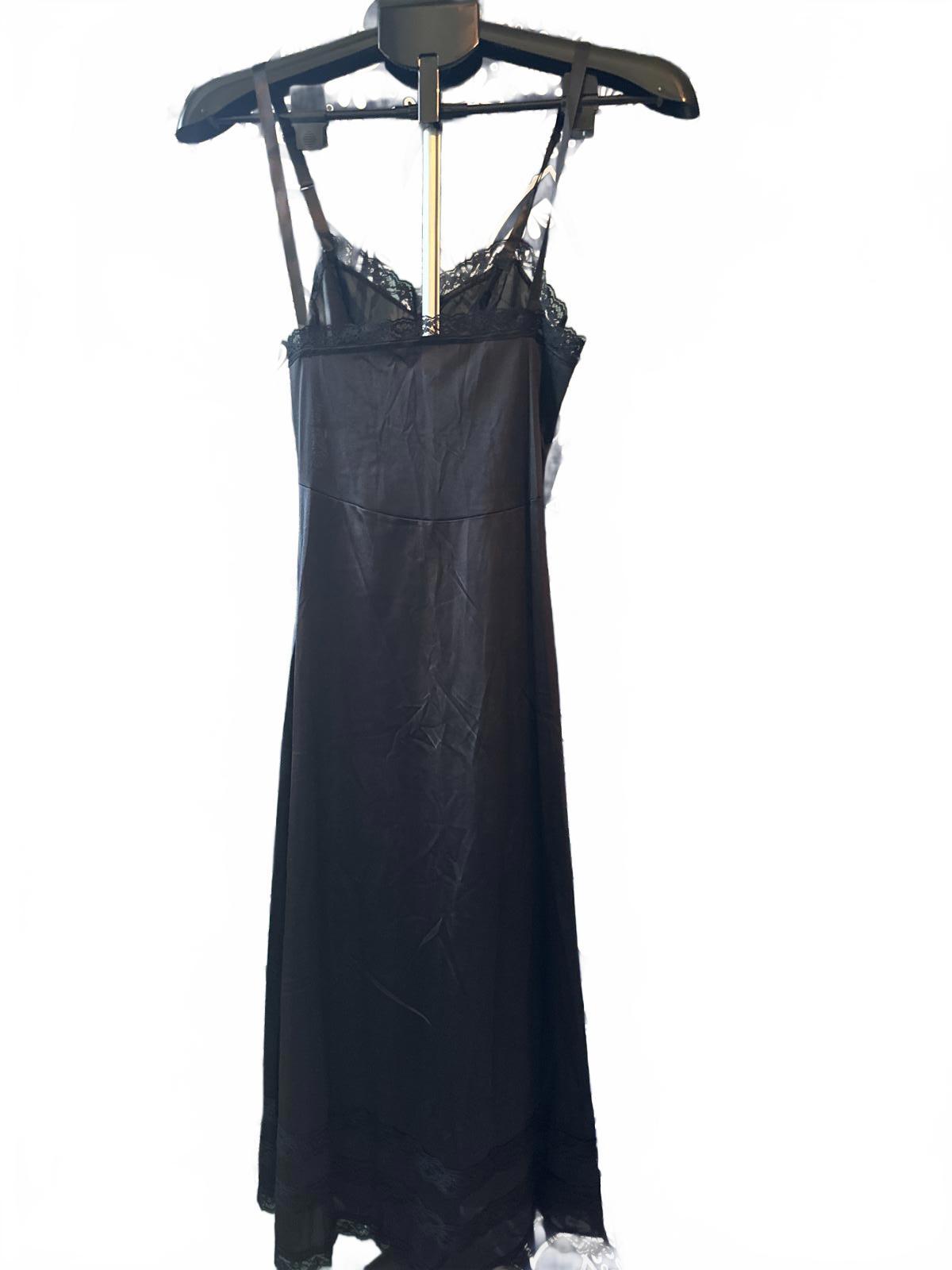 Nancy King Black Antron III Nylon Lingerie Slip Size 32 NWT