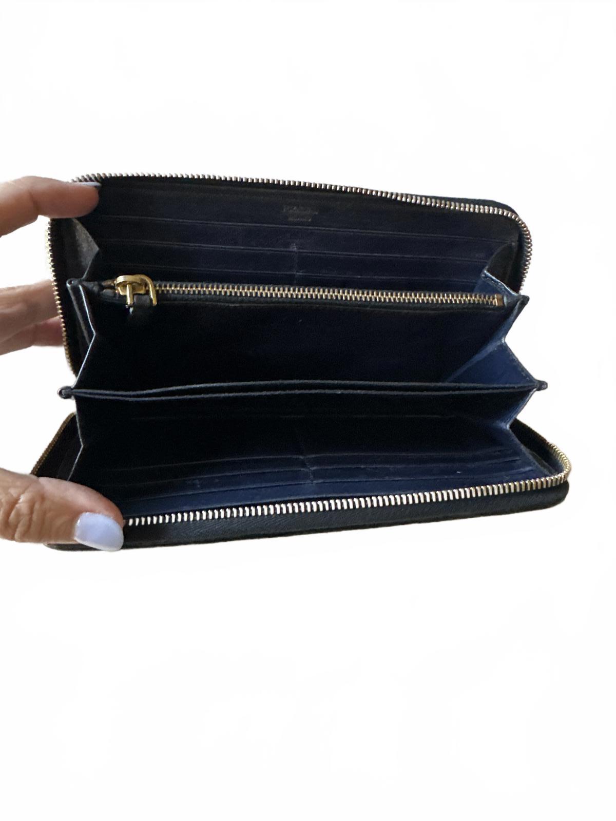 Prada Milano Navy Quilted Leather Zip-Around Wallet