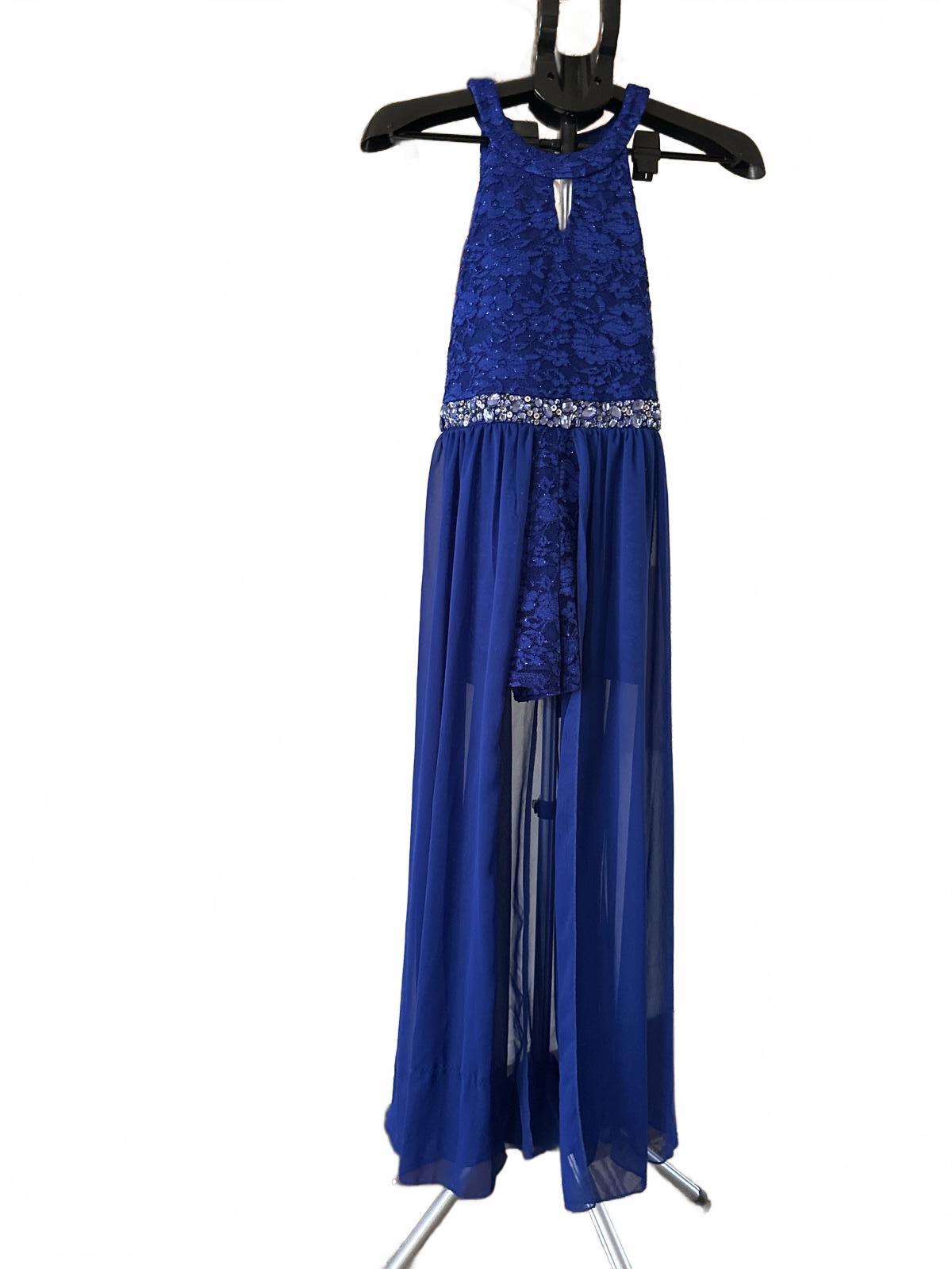 Girls sz 16 - Gorgeous Royal Blue Dress with Sheer Elegance