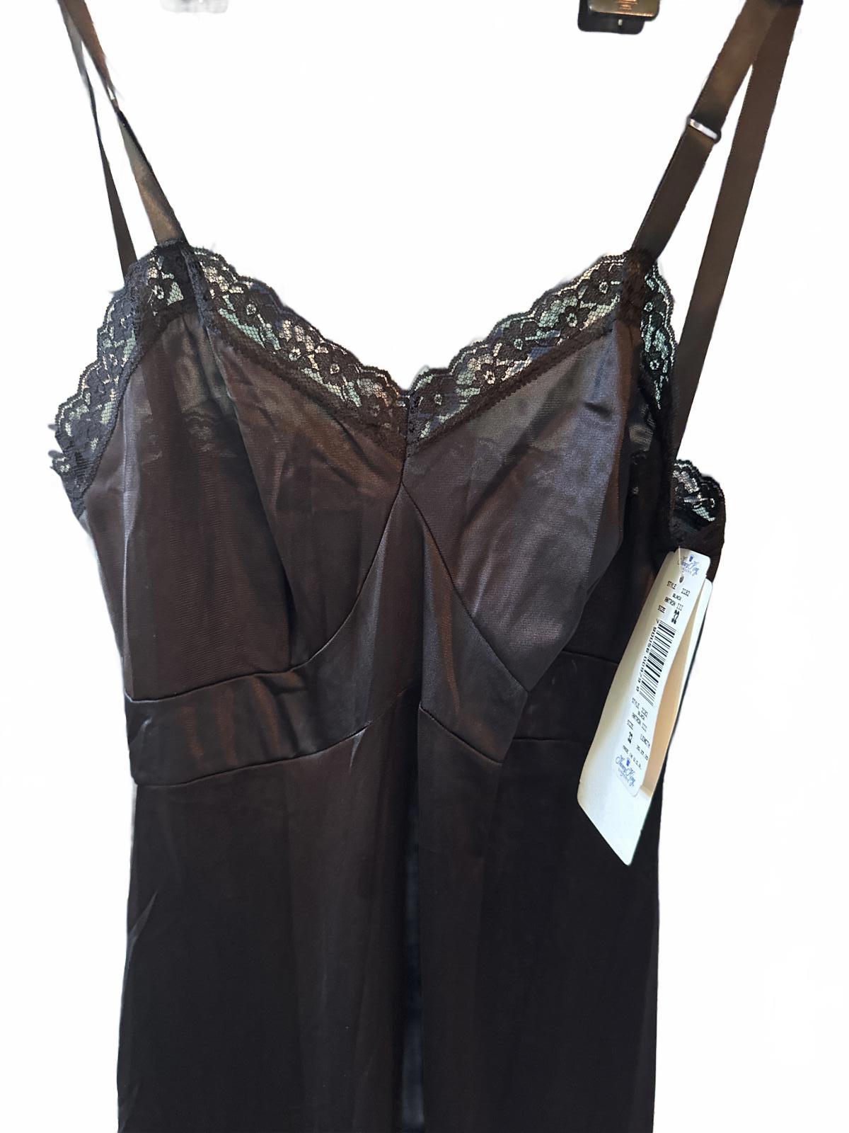 Nancy King Black Antron III Nylon Lingerie Slip Size 32 NWT