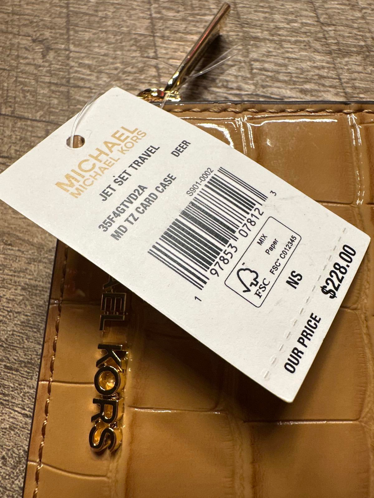 Michael Kors Tan Croc-Embossed Leather Cardholder