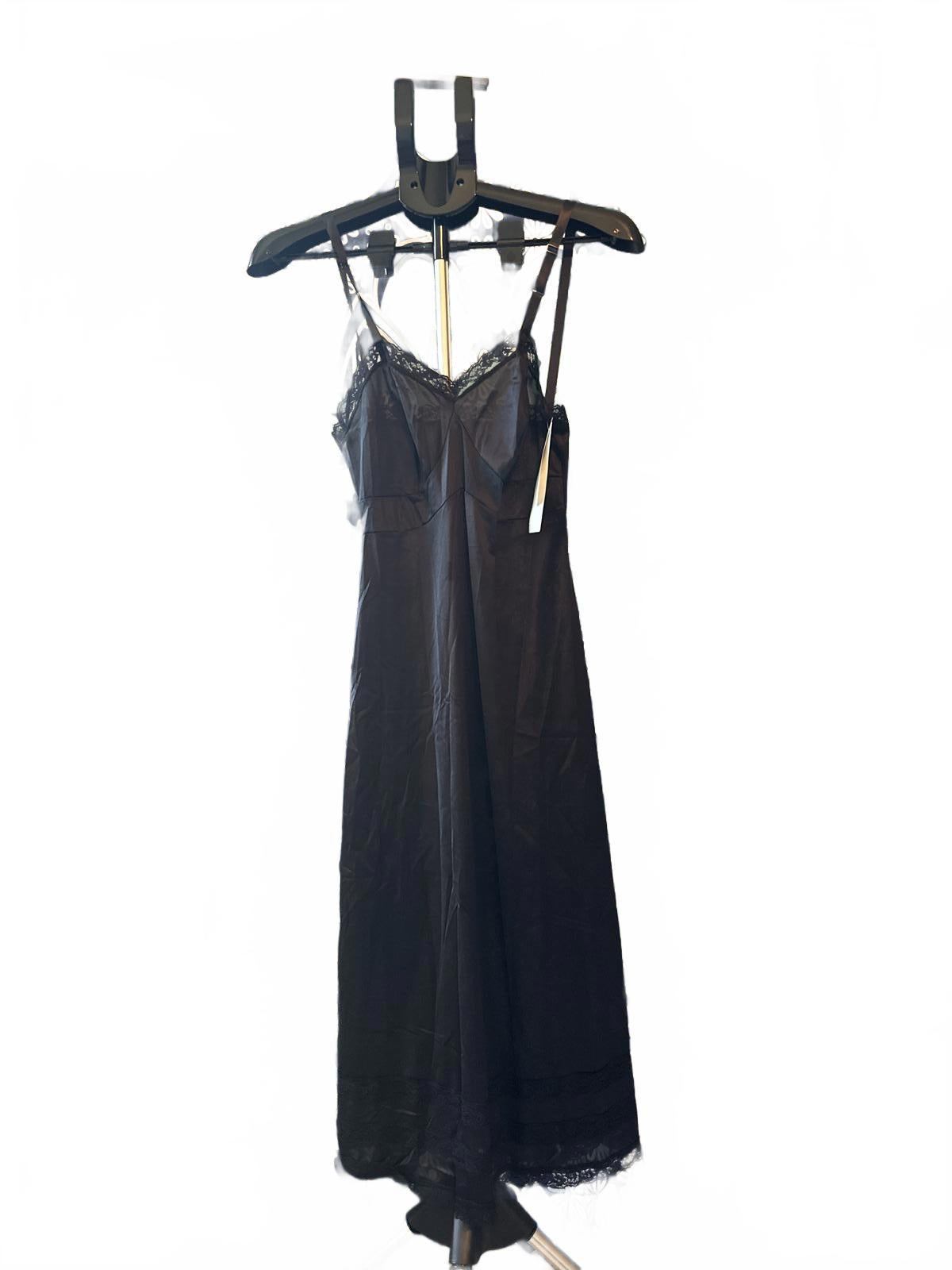 Nancy King Black Antron III Nylon Lingerie Slip Size 32 NWT