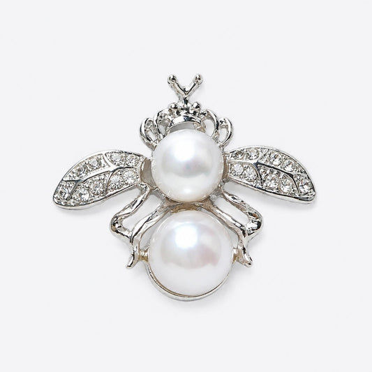 Whimsical Crystal Bee Brooch with Pearl Accent