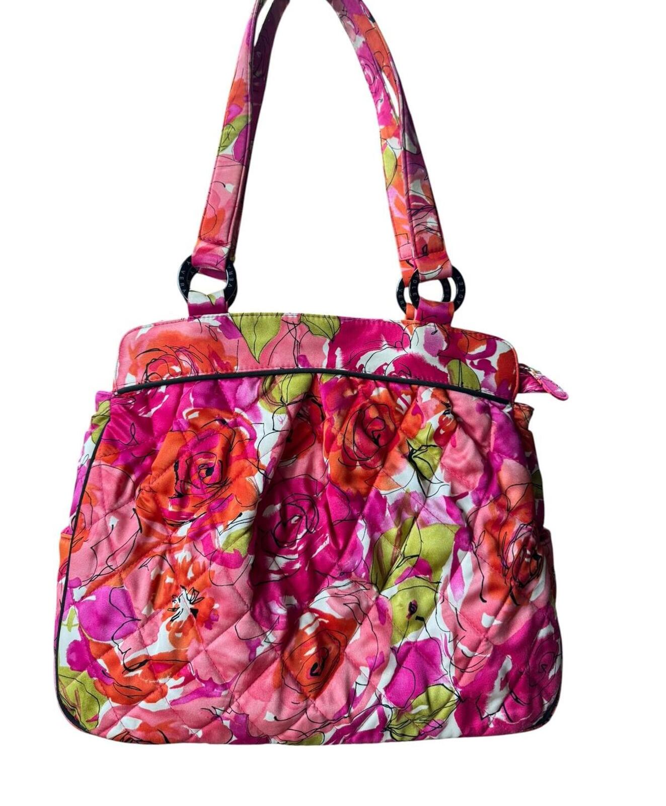 Vera Bradley Floral Quilted Shoulder Bag Orange and Pink