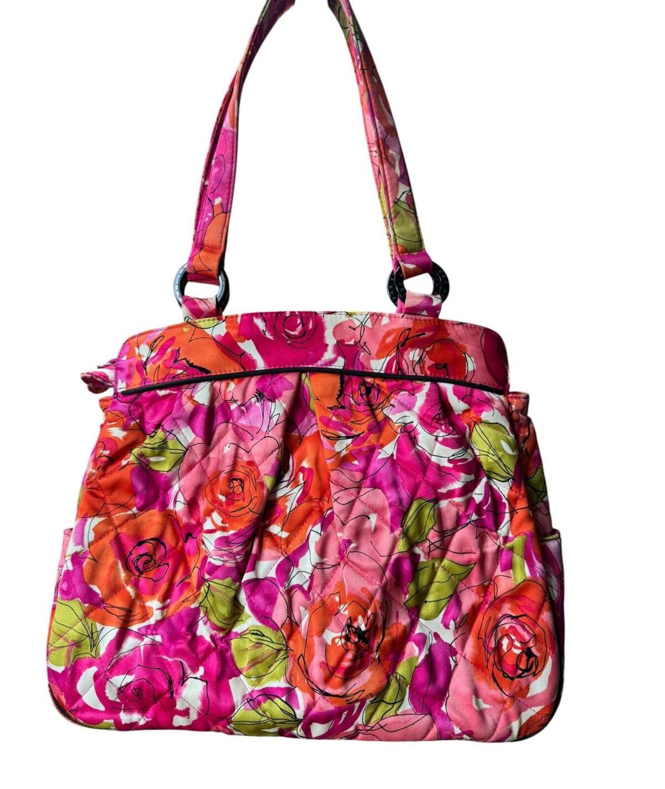 Vera Bradley Floral Quilted Shoulder Bag Orange and Pink