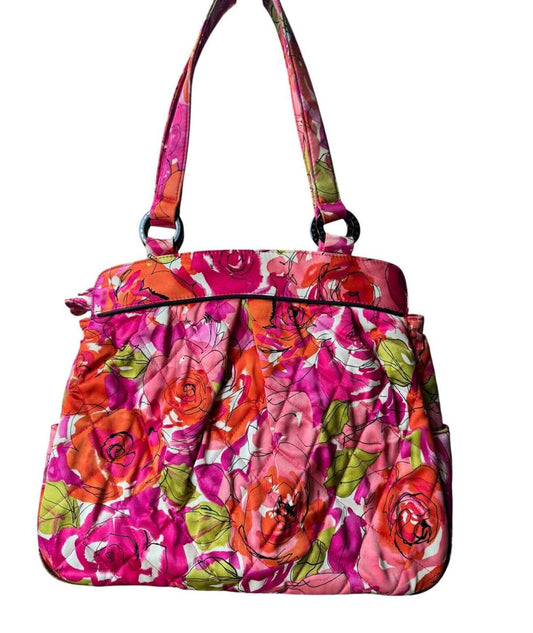 Vera Bradley Floral Quilted Shoulder Bag Orange and Pink